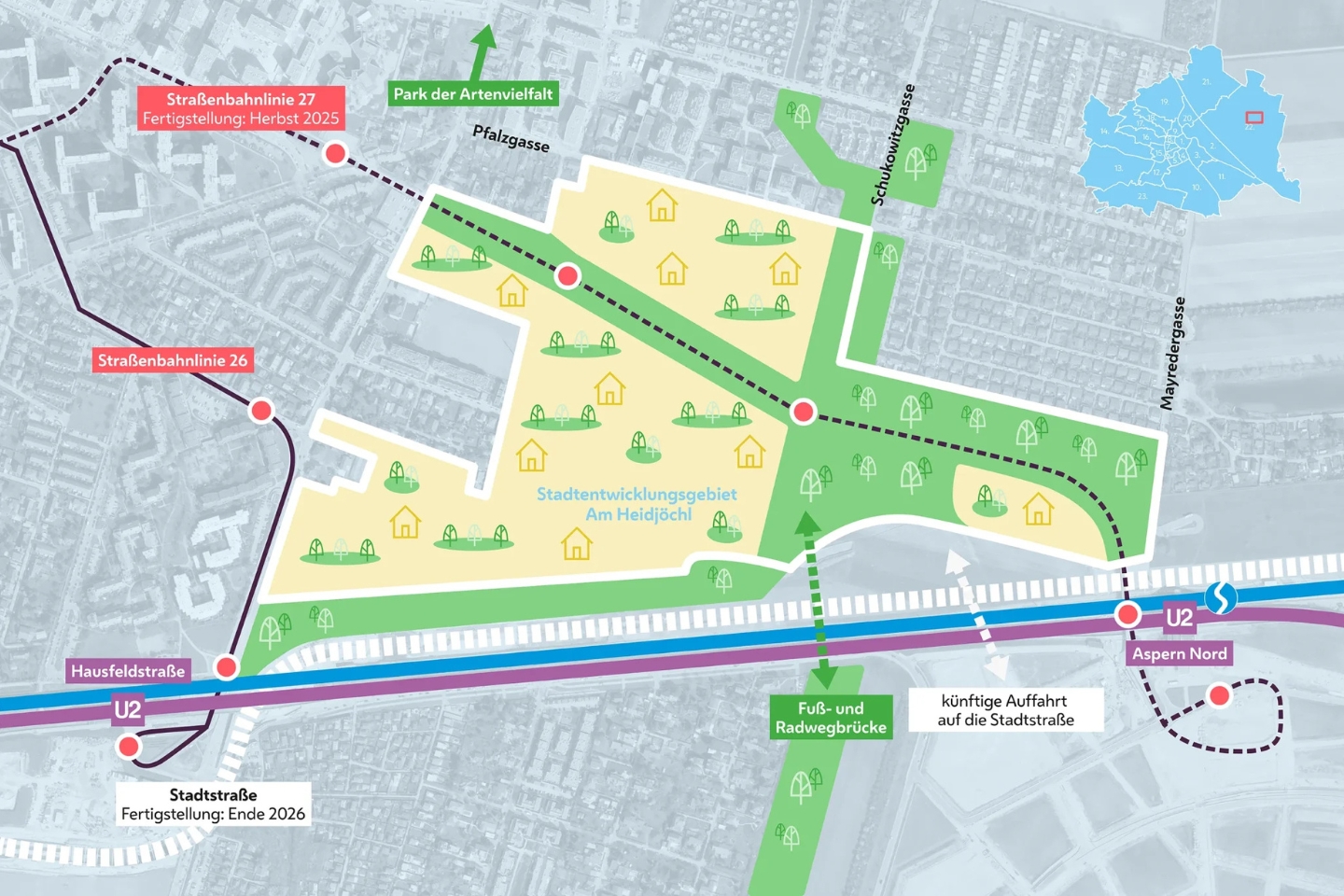 Schematische Plan-Darstellung des geplanten Stadtentwicklungsgebiets